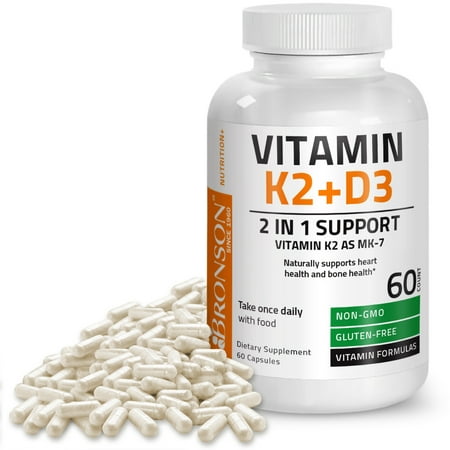 Vitamin K2 (MK7) with D3 Supplement Bone and Heart Health Non GMO & Gluten Free Formula - Easy to Swallow
