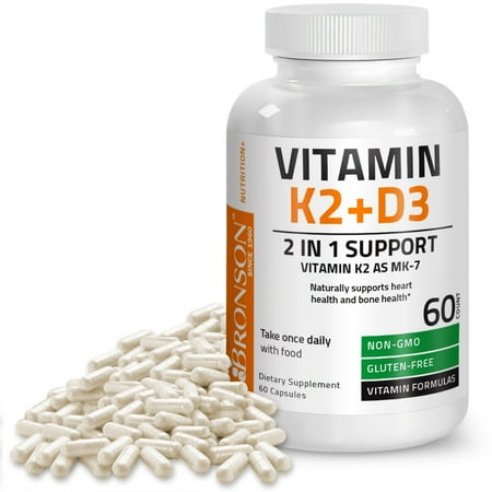 Vitamin K2 (MK7) with D3 Supplement Bone and Heart Health Non GMO & Gluten Free Formula - Easy to Swallow, 60 (Best Way To Swallow Capsules)