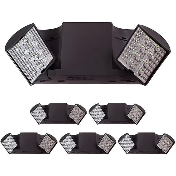 Ciata 10 Pack Black Led Emergency Lights with Battery Backup, for Home Power Failure, Hardwired with Adjustable Heads, Backup Battery, Emergency Lights for Business, Indoor Emergency Lights