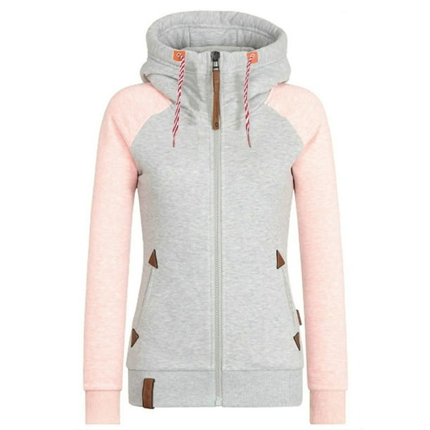 Mujeres invierno con capucha Tops manga larga transpirable sudadera bolsillo invierno sudaderas con cremallera