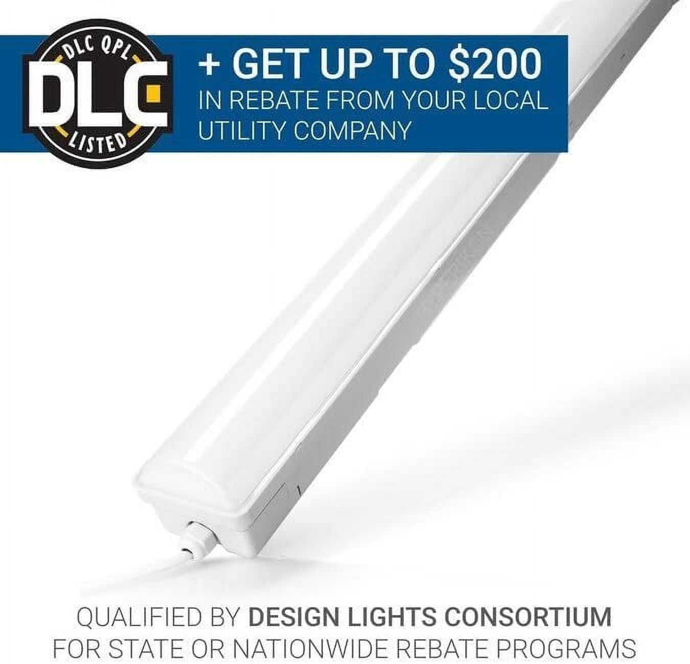 Hyperikon LED Vapor Proof Fixture, 40W=100W, Garage Lighting, Frosted Lens, UL, DLC, Daylight White, 4 Pack