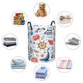 thumbnail image 6 of Balery Watercolor Nautical Round Laundry Basket with Handles Waterproof Freestanding Laundry Hamper for Clothes Toys in the Dorm and Family-Medium, 6 of 8
