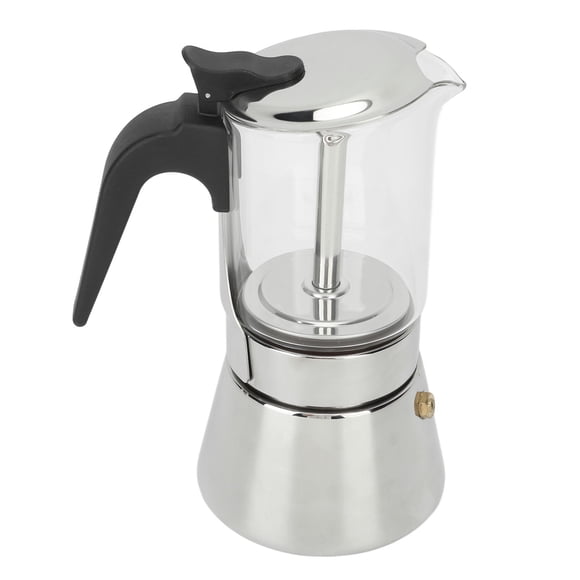 M Buder Cafetera Moka Extracción Visible Portátil de Vidrio y Acero Inoxidable para Hogar y Oficina Ideal para Café Espresso y Goteo Capacidad de 240 ml / 8.11 oz