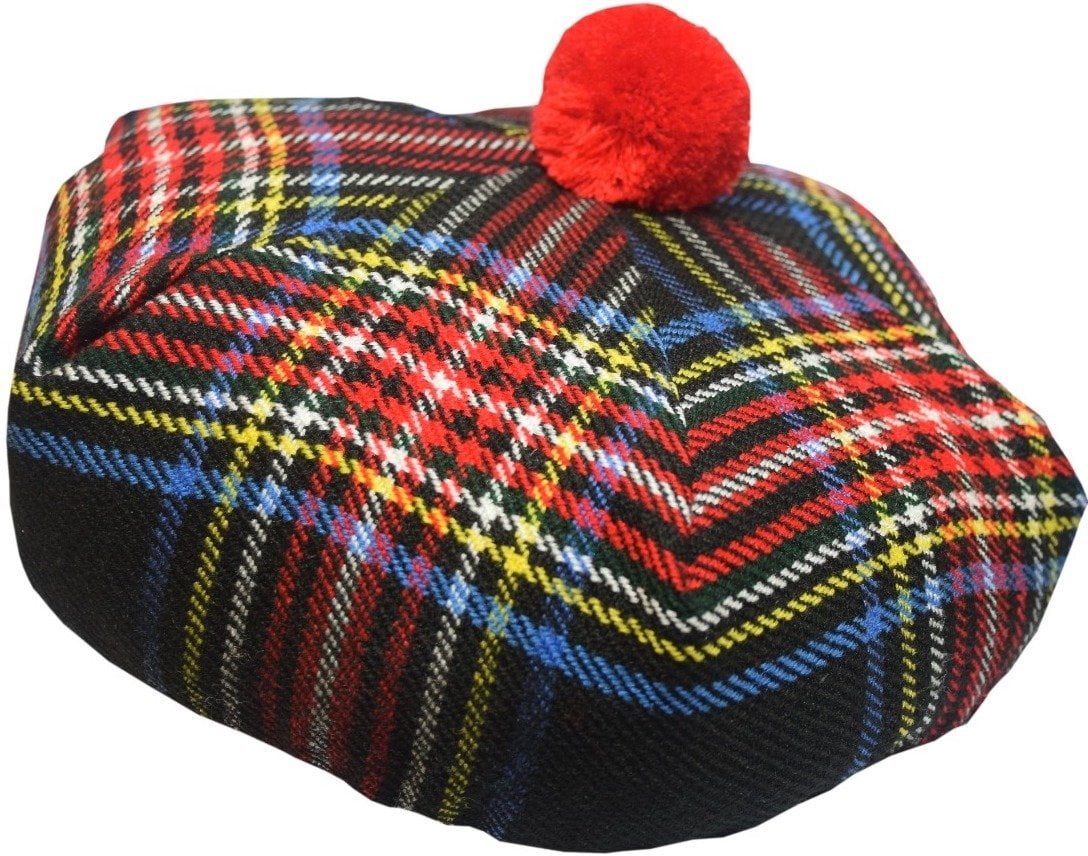 Scottish Kilt Tartan Tam O&rsquo; Shanter Hat Acrylic Wool Tammy Hats Black
