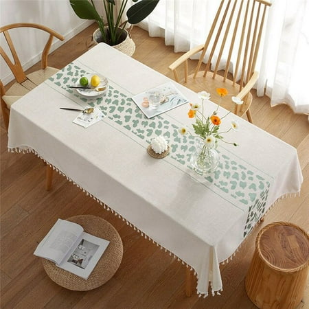 

UMMH Embroidery Linen Tablecloth With Tassels Dustproof Thicken Rectangular Wedding Dining Table Cover Tea Table Cloth