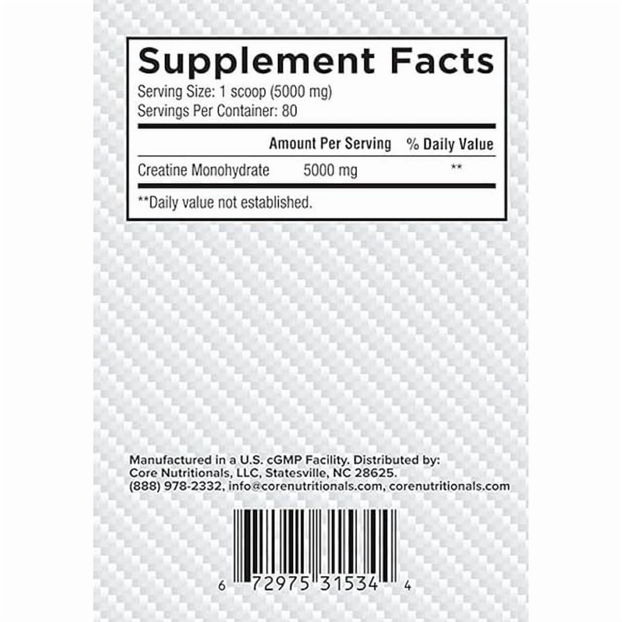 Core Nutritionals Creatine, Increases Strength and Muscle Growth, 5000 mg, 80 Servings