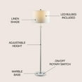 thumbnail image 3 of JONATHAN Y June 65" Adjustable Metal/Marble LED Floor Lamp, Chrome, 3 of 8