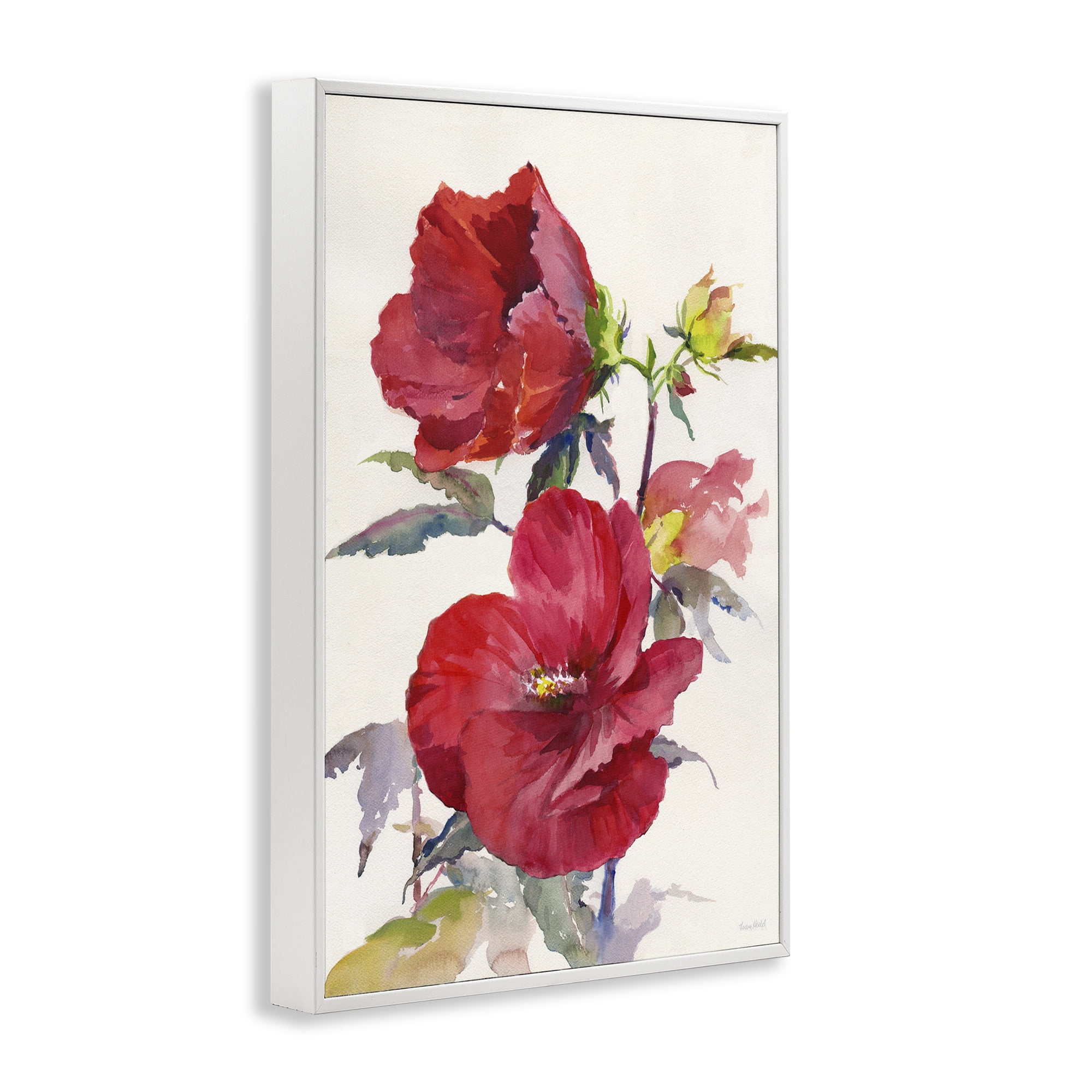 Stupell Industries Two Red Poppies Botanical & Floral Painting White Framed Art Print Wall Art, 20 x 30