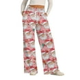 thumbnail image 2 of Women's Casual Wide Leg Sweatpants, Loose Christmas Print Sports Pants, Holiday Lounge Wear for Festive Seasons and Cozy Comfort,Pink,L, 2 of 7