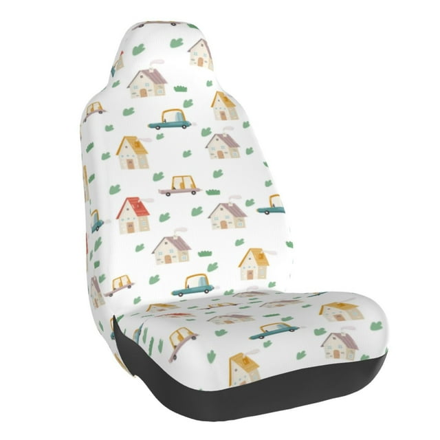 Fotbe Cartoon House Funda para Asiento de Auto con Estampado – Impermeable y Antisudor – Ajuste Universal, Lavable a Máquina, Antideslizante (1 Pieza)