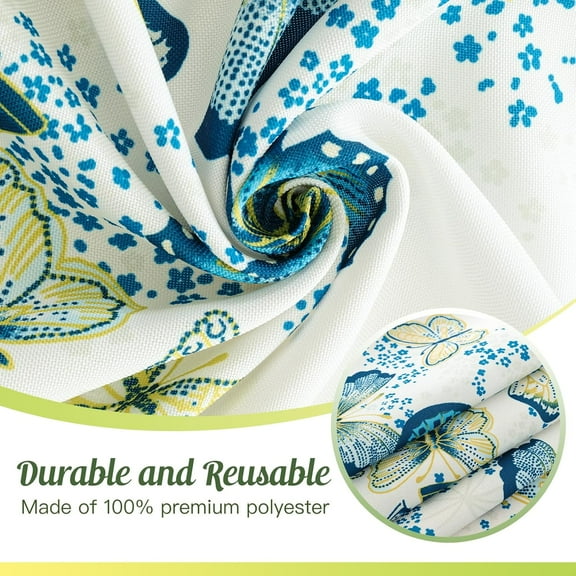 Outdoor Tablecloth with Umbrella Hole and Zipper, Spring/Summer Waterproof Table Cover for Picnic/BBQ/Garden(60" Round,Green Butterfly)