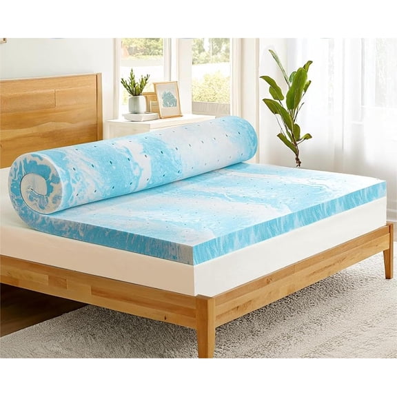 PERLECARE Twin XL Mattress Topper 3 inch, Gel Infused Memory Foam Bed Topper, Soft & Supportive, Pressure Relieve Breathable Mattress Pad, Blue