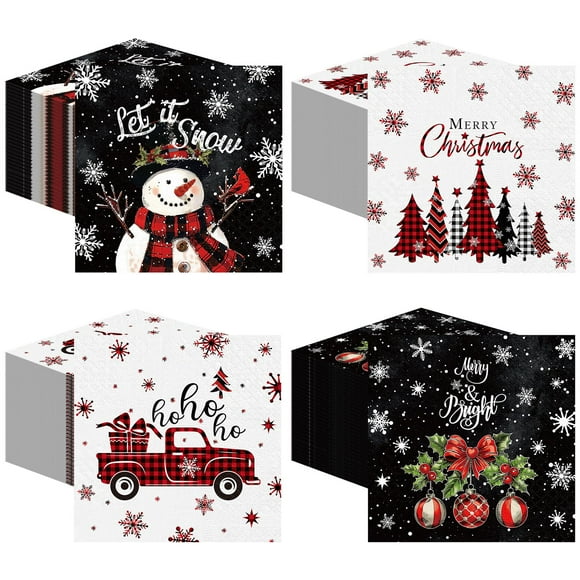 Servilletas de Papel Navideñas Janlaugh 200 Piezas Diseño Muñeco de Nieve