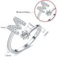thumbnail image 2 of Anillo de iniciales para niña Anillo de letras apilable de plata con iniciales ajustables anillo con incrustaciones de cristal anillo de iniciales Regalo de dama de honor, 2 of 4