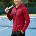 thumbnail image 4 of GEWSEY Mens Polo Shirt Long Sleeve Athletic Breathable Collar Golf Shirt Performance, Moisture Wicking, Business Casual, Collared Shirt, Soft (Wine, XXL), 4 of 8