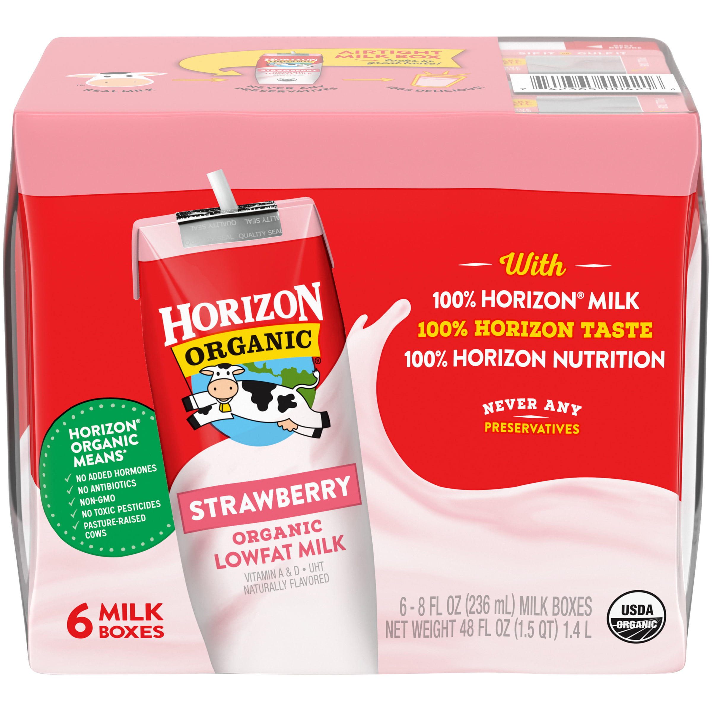 جنين تطهير راكب  Horizon Organic 1% Lowfat UHT Strawberry Milk, 8 Oz., 6 Count - Walmart.com