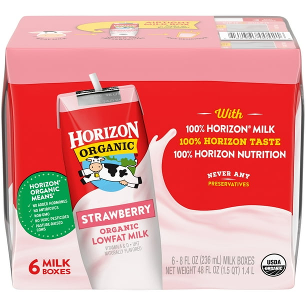 Horizon Organic 1 Lowfat Shelf Stable Strawberry Milk, 8 Oz, 6 Ct