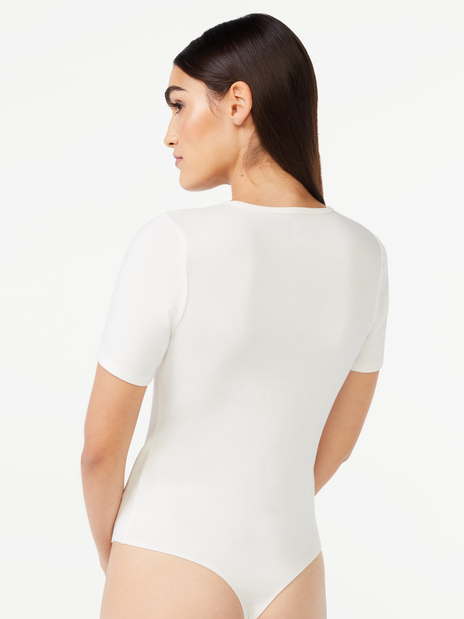 Free Assembly Women's U-Neck Bodysuit with Short Sleeves