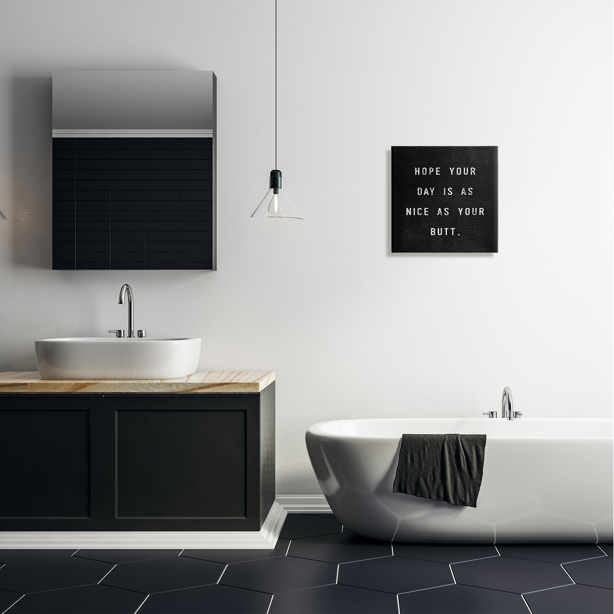 The Stupell Home Decor Collection Black and White Hope Your Day Is As Nice As Your Butt Textured Typography Canvas Wall Art