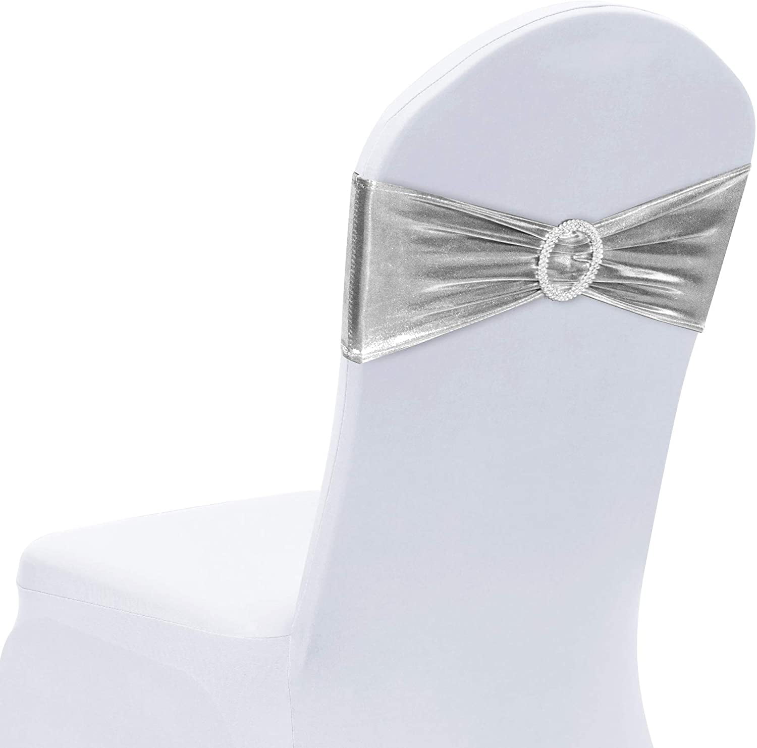 50pcs Spandex Stretch Wedding Party Chair Cover Band Sashes w/Buckle Bow Slider 