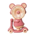 thumbnail image 1 of Oioii Cute Bear Scooter Mini Fan with Rechargeable Design, Wheels and Pencil Sharpener. 2-in-1 Multifunctional Desktop Fan for Office and Students.,Pink, 1 of 6