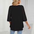 thumbnail image 4 of Birdeem Womens V- Neck Solid Color Three Quarter Sleeve Lace Flare Sleeve Panel Short Sleeve Tops, 4 of 8