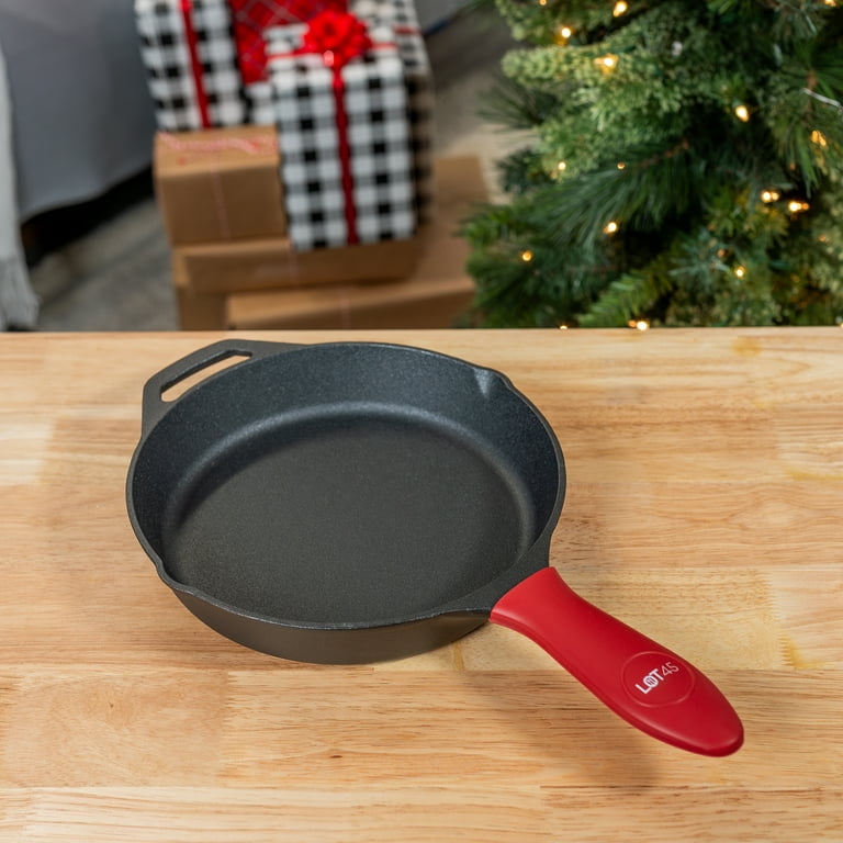 Preseasoned Cast Iron Skillet 12 Inch with Removable Silicone Handle Grip  and Pan Scraper, Cast Iron