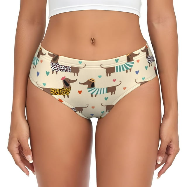 Balery Dachshund Dog Ropa Interior de Algodón para Mujer con Dibujo – Braguitas Cómodas y Elásticas, Estilo Clásico-X-Small