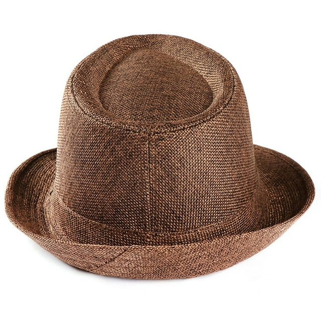 Unisex Trilby Gangster Cap Beach Sun Straw Hat Band Sunhat