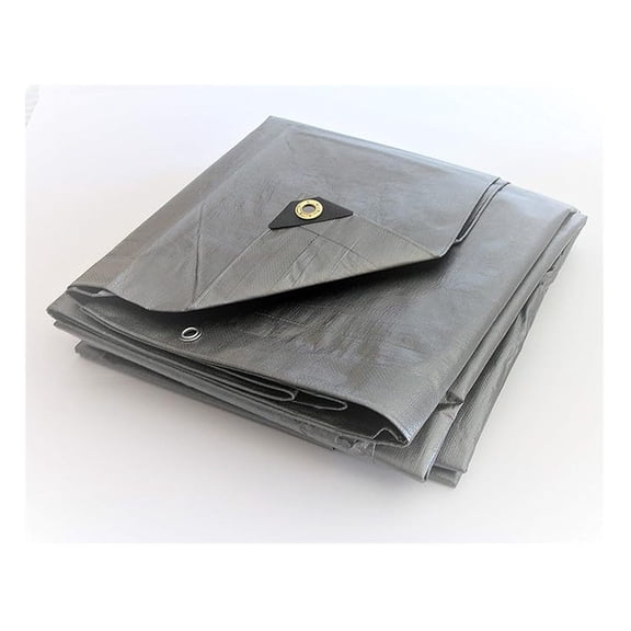 6' x 12' Silver Heavy Duty Waterproof 12 mil Tarp with Grommets (Finished Size Approx. 5'6" x 11'6")