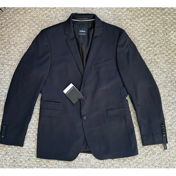 Strellson men's new Slim Fit blazer jacket , Men's size 48, plaid in navy