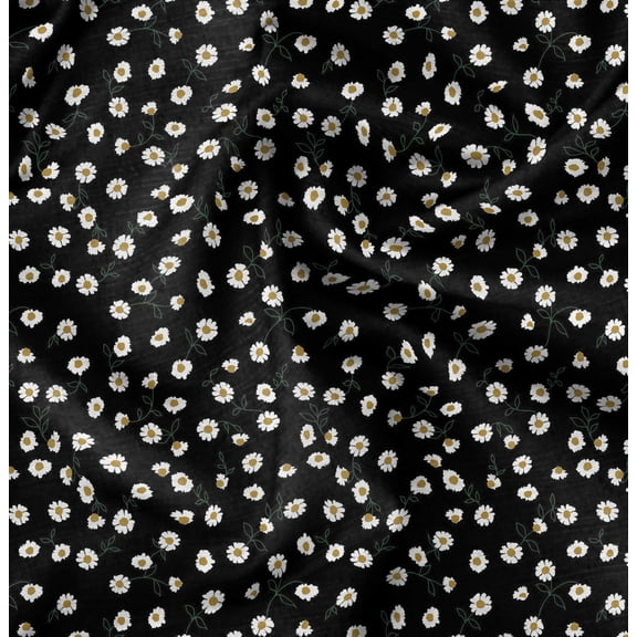 Soimoi Floral Print, Silk Fabric, Decor Sewing Fabric by The Yard 42 Inch Wide,Decorative Fabric for Shirts Suits Ties, Black & White