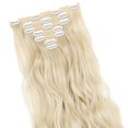 thumbnail image 6 of Qlenkay Clip in Hair Extensions Synthetic Hair 7 pcs Double Weft Long Wavy Straight Hair Extension for Women, 6 of 8