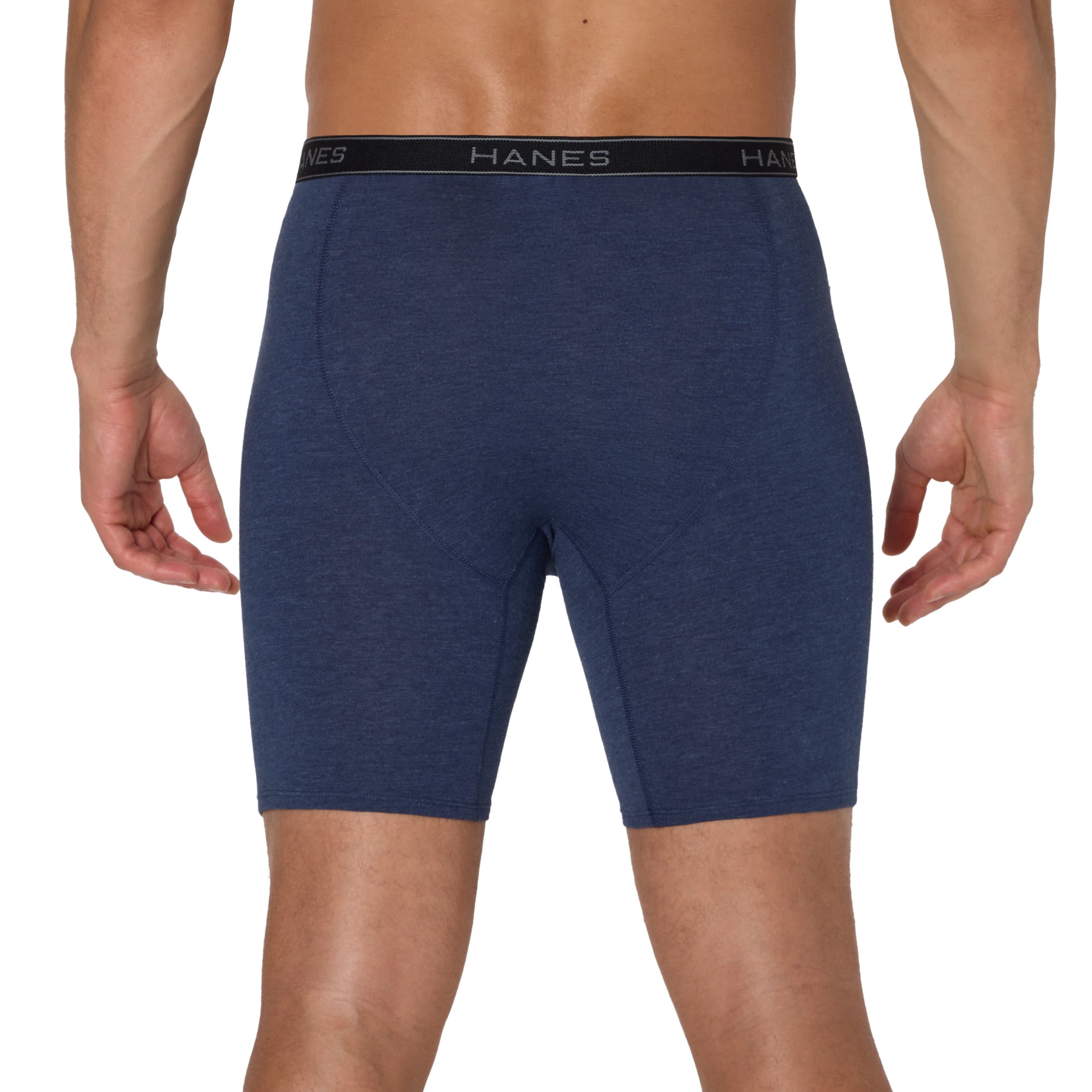 Hanes Mens Underwear Long Leg Boxer Briefs, 3-Pack, Cotton Stretch, Moisture Wicking