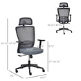thumbnail image 3 of Vinsetto Mesh Office Chair with Lumbar Back Support High Back Swivel Task Chair, Adjustable Height Head Pillow, Blue Grey, 3 of 9