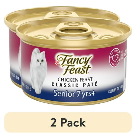 (2 pack) Purina Fancy Feast Senior Classic Pate Chicken Feast Wet Cat Food 3 oz Can