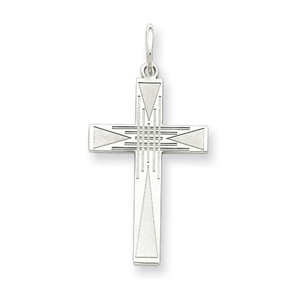 43mm x 24mm Solid 925 Sterling Silver Fleur De Lis Cross Pendant Charm 