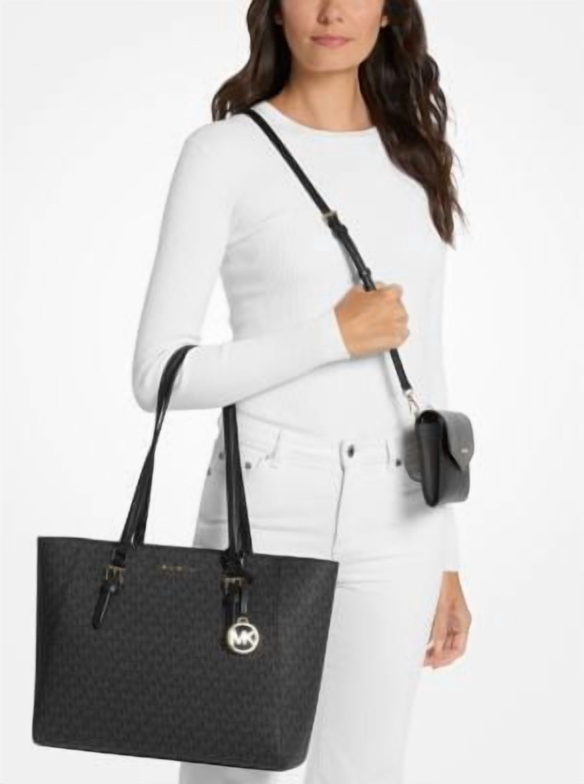 Michael Kors Women's Charlotte Large 3-in-1 Signature Logo Tote Bag (Black) 35F3GCFT9T-001