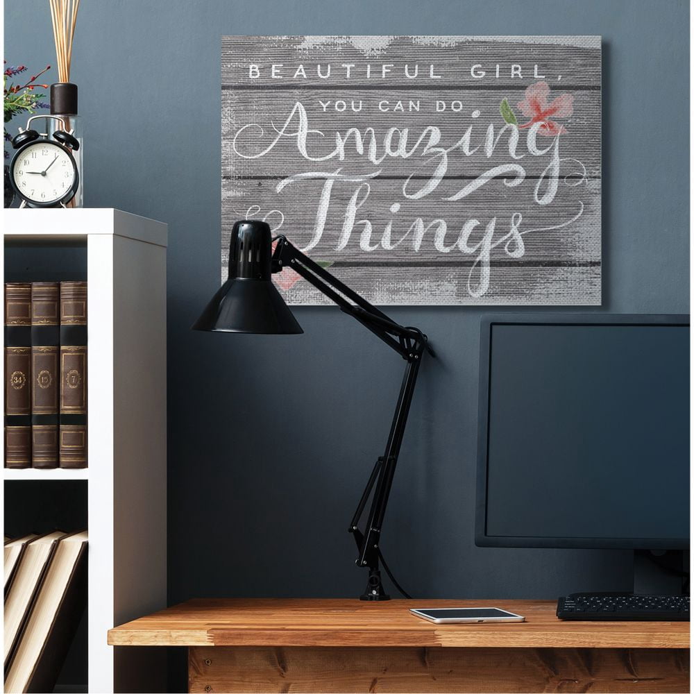 Beautiful Girl Inspirational Kids Flower Word Design XXL Stretched Canvas Wall Art by Daphne Polselli