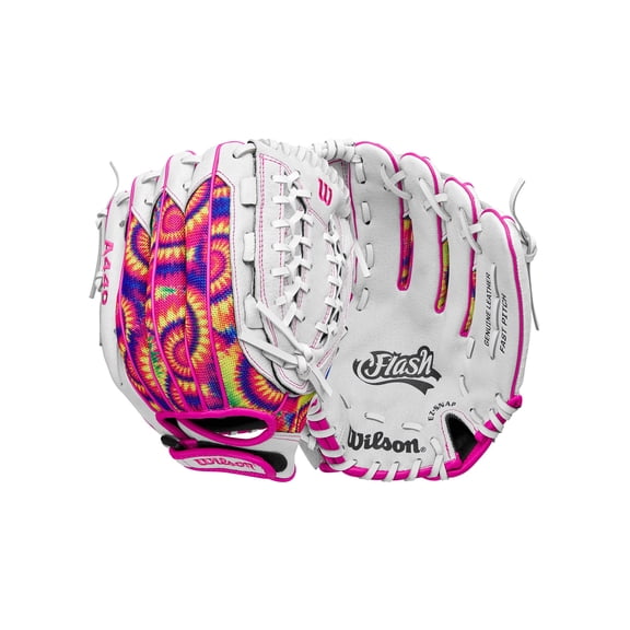 Wilson 2024 A440™ Flash™ 12” Youth Outfield Fastpitch Softball Glove - White/Tie Dye, Right Hand Throw
