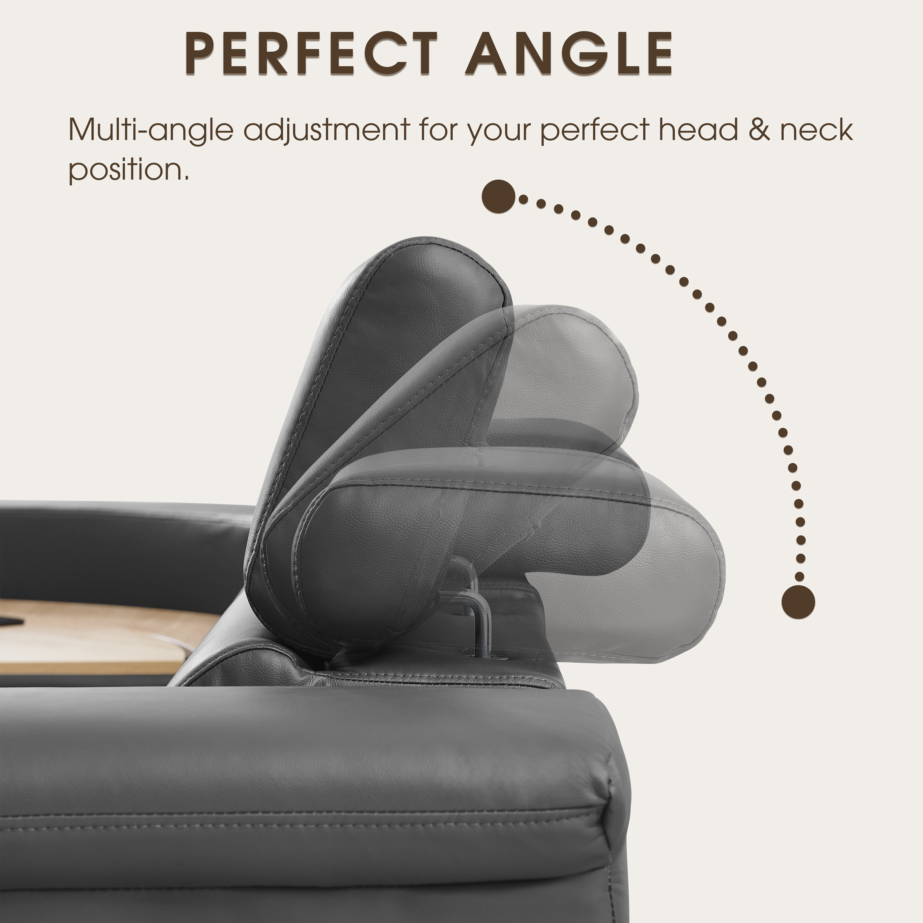 Gewnee 5-Seater Air Leather L-Shaped Sectional Power Recliner Sofa with Lift Cabinet Bluetooth Speakers LED Lights Dark Gray