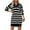 Multicolor, variant on vdgthytj Women's Striped Long Sleeves Sweater Dress Ladies Lapel V-Neck Casual Knitted Casual Loose Comfy Dress