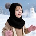 thumbnail image 7 of Kilaqueen Kids Knit Balaclava Hood with Double Pom Poms, Winter Neck Warmer Scarf for Toddler Boys Girls, Cold Weather Outdoor Beanie, 7 of 7