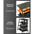 thumbnail image 5 of 4-Tier AV Media Stand with Wheels, Stereo Stands, Media Console Shelf with Power Strips, LED Lights, Wooden Audio Cabinet Rack Tower for Record Player/Apple TV/ps4, Black TCJ60UDBB, 5 of 9