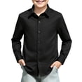 thumbnail image 2 of Boys Long Sleeve Dress Shirts Kids Classic Collared Button-Down Shirt School Uniform Shirts Black,12-13 Years, 2 of 6