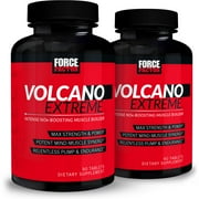 (2 pack) (2 pack) Force Factor VolcaNO Extreme Pre Workout Nitric Oxide Booster Muscle Builder with Arginine, L Citrulline, Creatine HCl, 90 Ct.