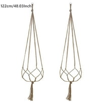 2 Pack Macrame Plant Hangers for Indoor Plants - 35/41/48 Inch Cotton Rope Wall Hanging Planter with Wood Hook, Boho Home Decor for Living Room Bedroom Office Garden Balcony