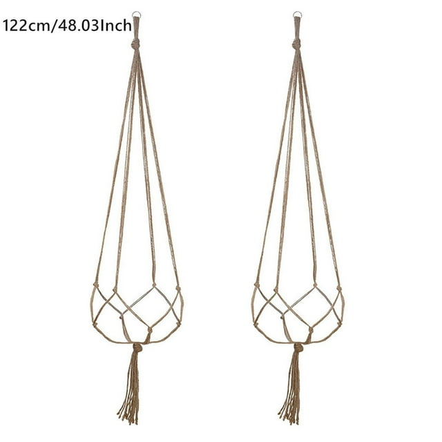 Xihbxyly Maceta de Macramé, 2 Piezas de Cuerda para Decoración de Pared, Algodón Duradero, Soporte de Gancho de Madera, Ideal para Interiores, Jardín, Oficina, Balcón, 89-109 Cm de Largo.