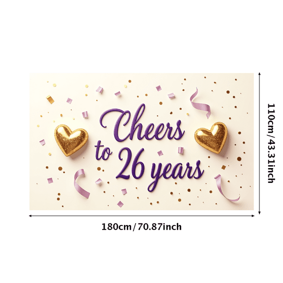 LUUFILx Celebration Banner Cheers to 26 Years Anniversary Party Supplies Background Decorations Backdrop for Event Photography Props Milestone Celebration