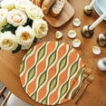 thumbnail image 2 of Orange Green Geometric Round Placemats for Dinning Tables,Heat-proof Braided Table Mats 13 Inch,Abstract Moire Contemporary Washable Place Mat for Kitchen Restaurant Party Decor Table Setting, 2 of 9